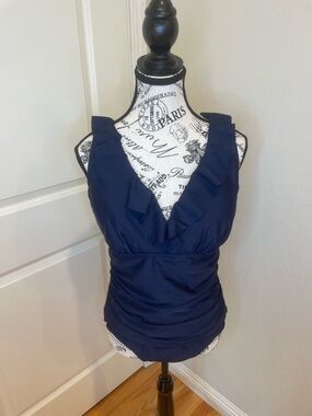 DKNY Size 14 One Piece Navy Swimsuit